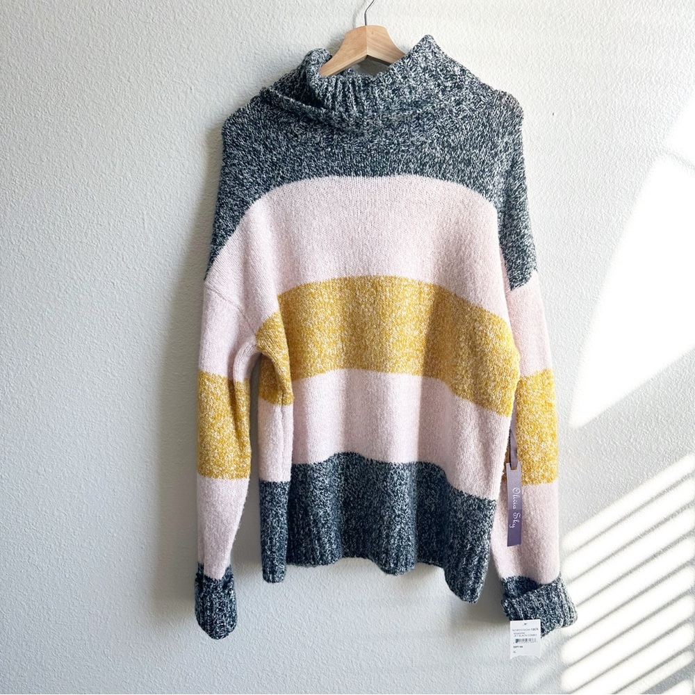 NWT Olivia Sky Striped Turtleneck Chunky Sweater Women’s Size Extra Large XL